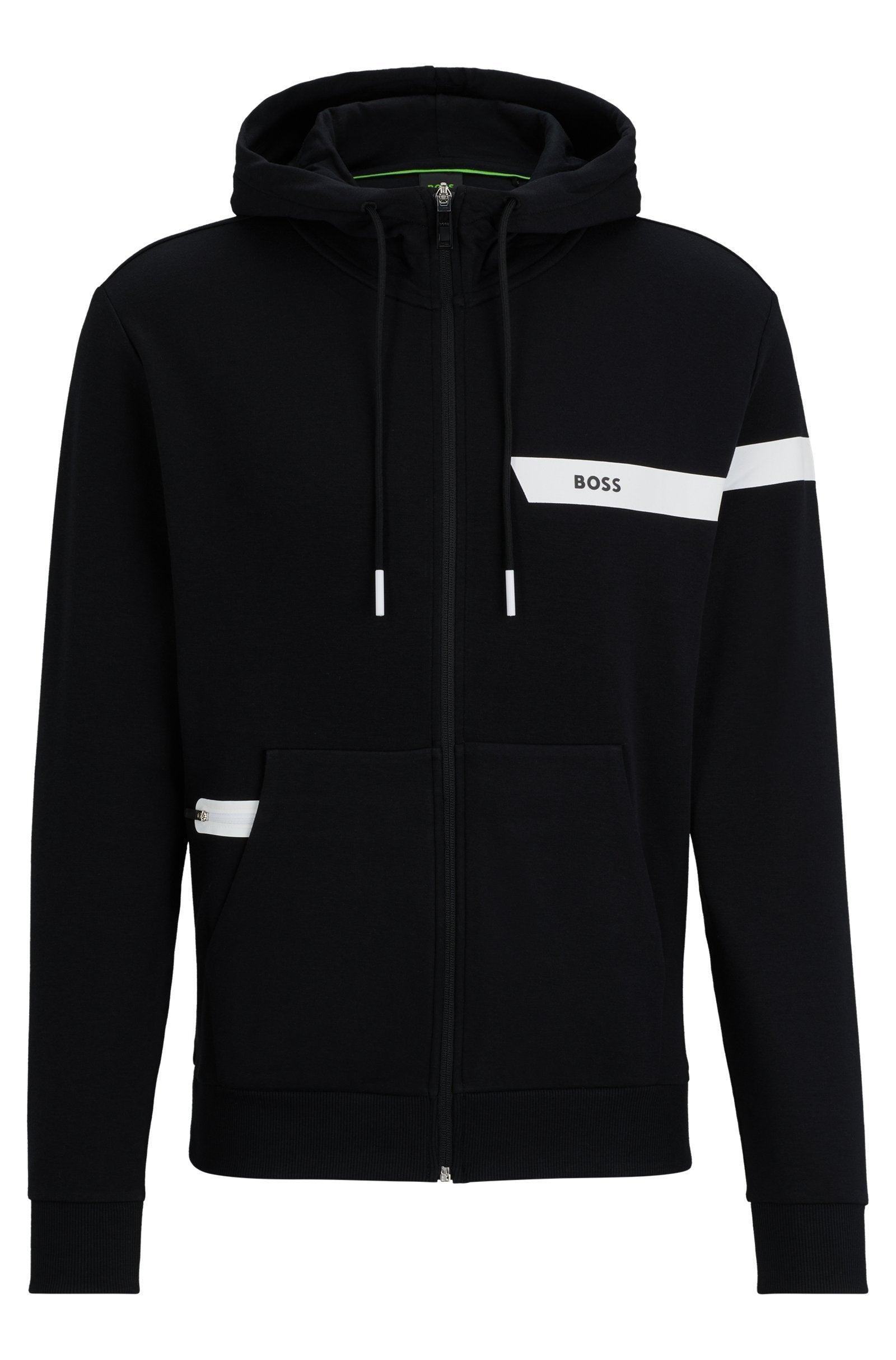 BOSS Zip Up Hoodie with Logo Stripe Male Product Image