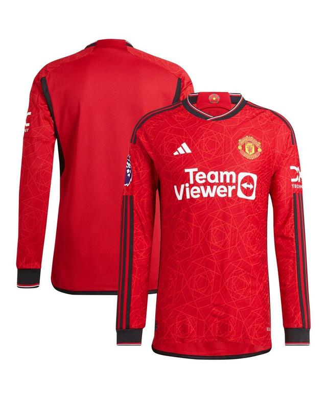 Mens adidas Red Manchester United 2023/24 Home Authentic Long Sleeve Jersey - Red Product Image