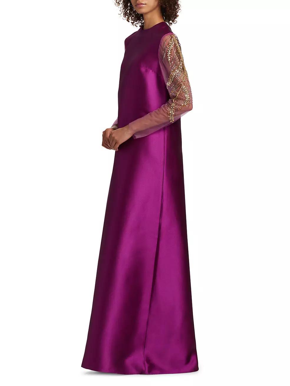 Embellished Sleeve A-Line Gown Product Image