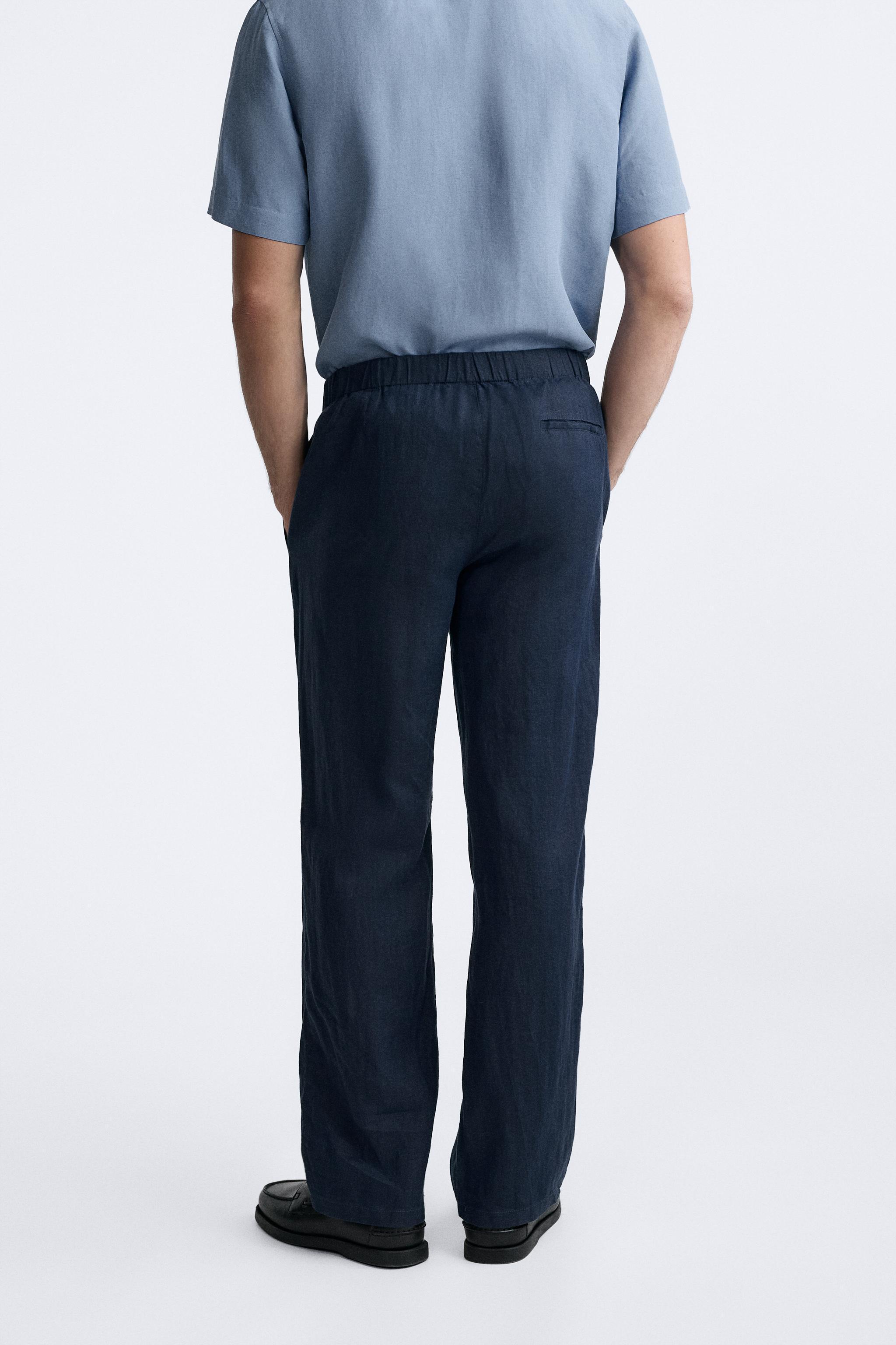 100% LINEN JOGGER WAIST PANTS Product Image