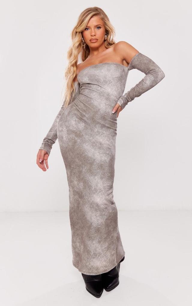 Stone Acid Wash Rib Bardot Midaxi Dress Product Image