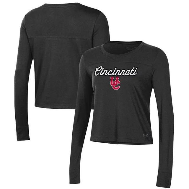 Womens Under Armour Cincinnati Bearcats Vault Cropped Long Sleeve T-Shirt Product Image