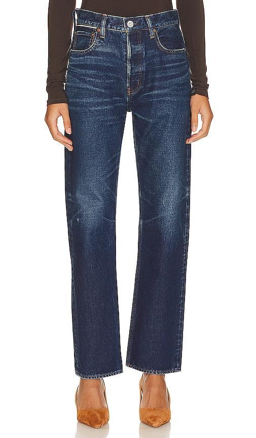 Moussy Vintage Bartlett Wide Straight in Dark Blue - Denim-Dark. Size 27 (also in 31). Product Image