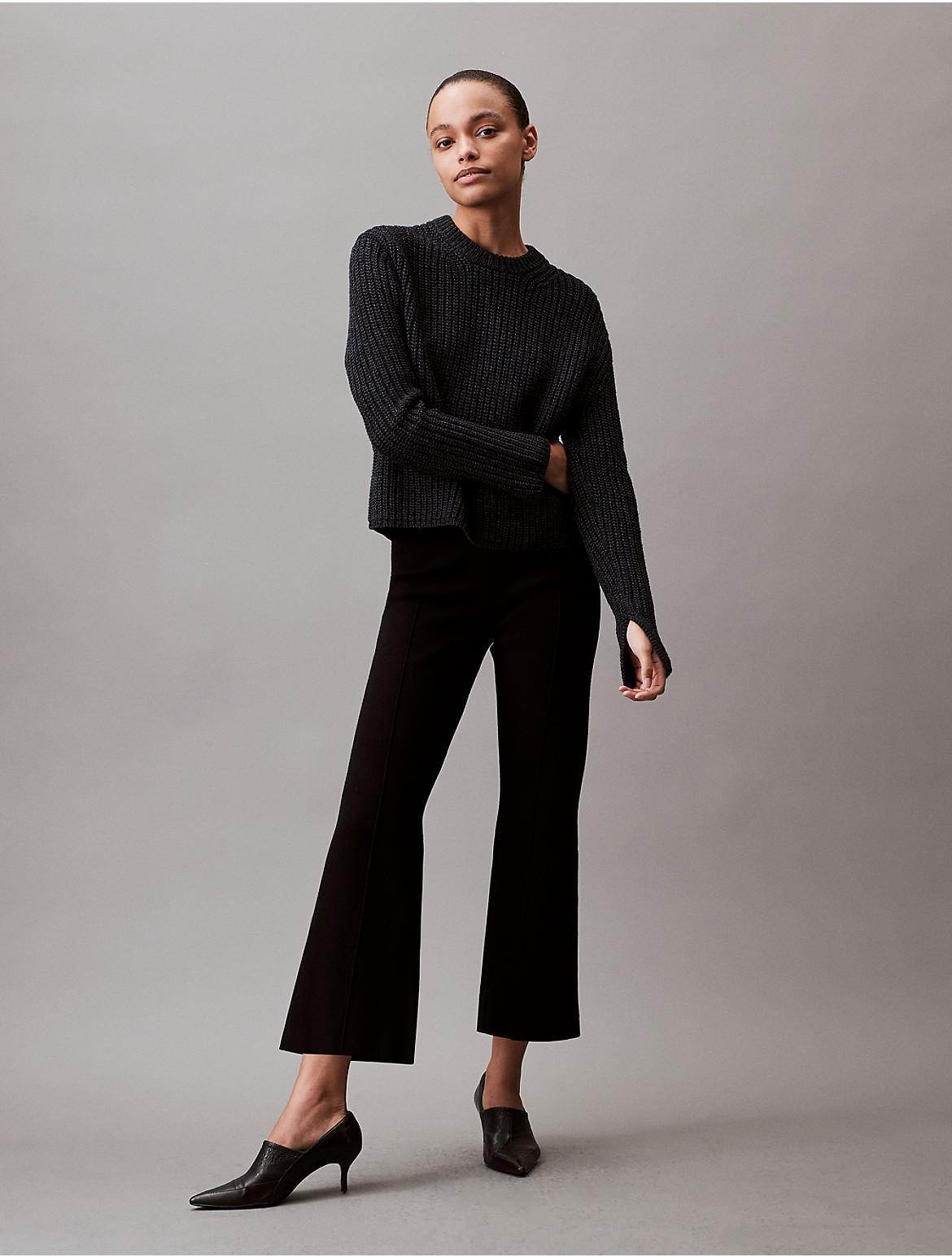 Calvin Klein Womens Tech Knit Crop Flared Pants - Black - M Product Image