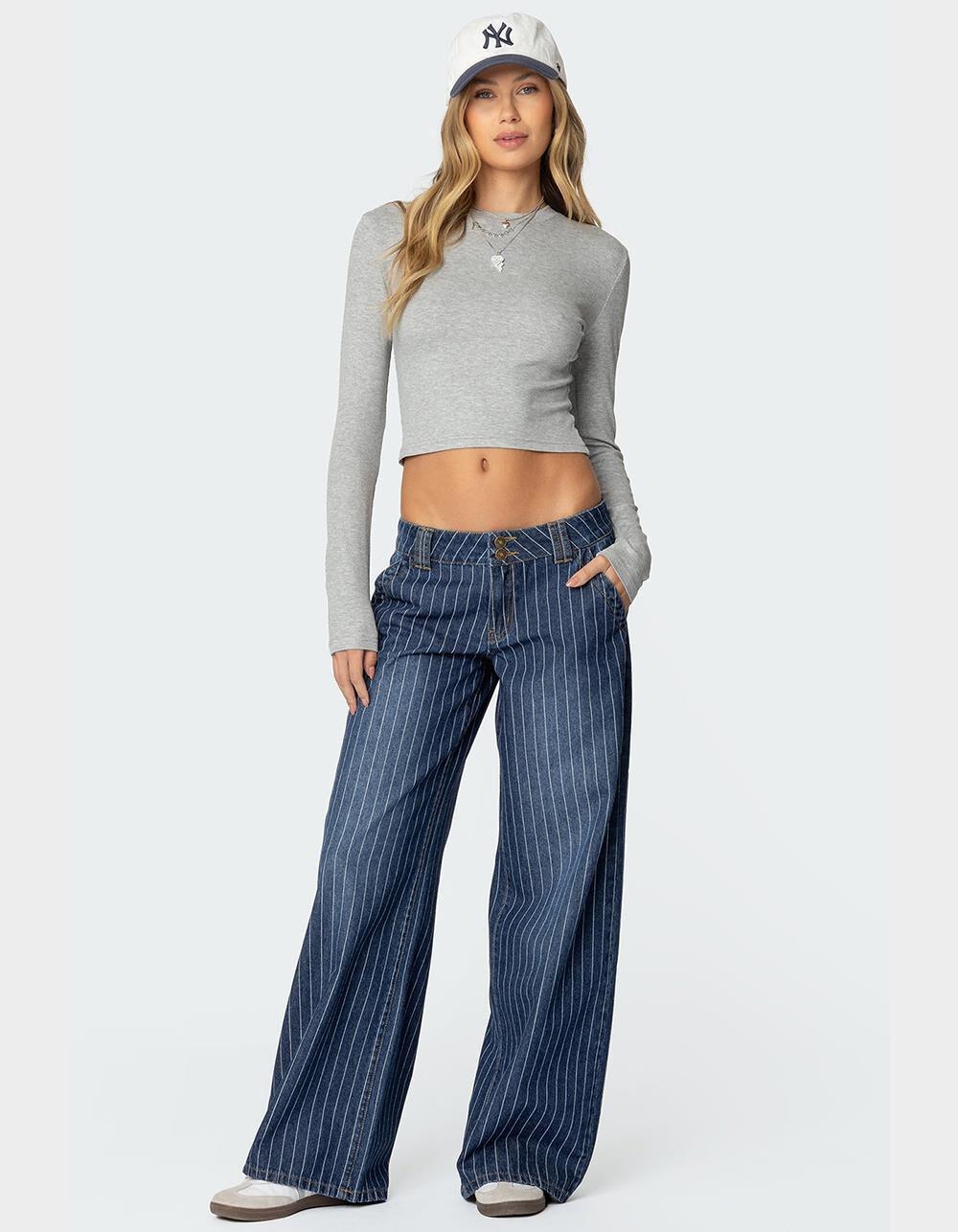 EDIKTED Cory Striped Low Rise Jeans Product Image