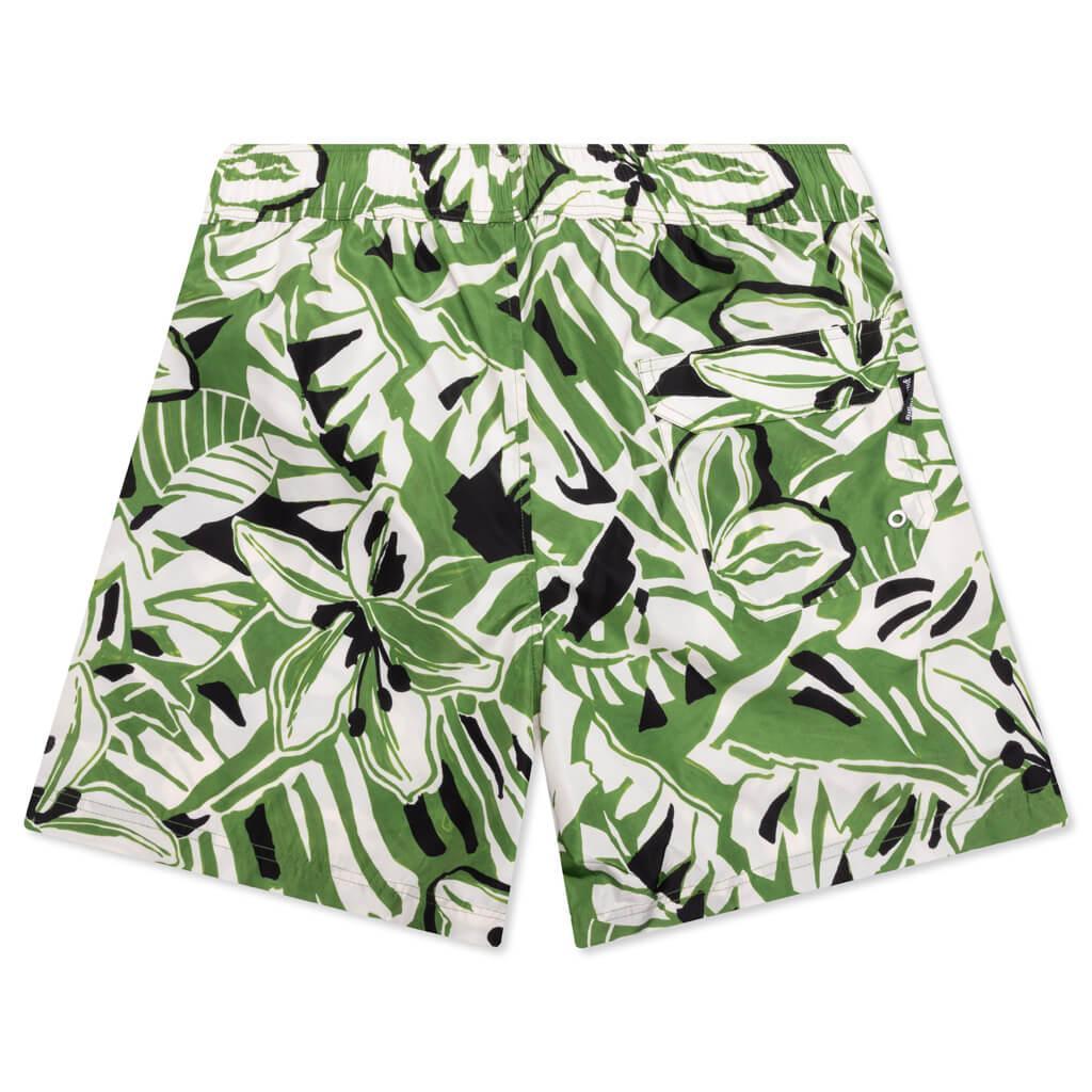 Macro Hibiscus Swim Shorts - Green/White Male Product Image