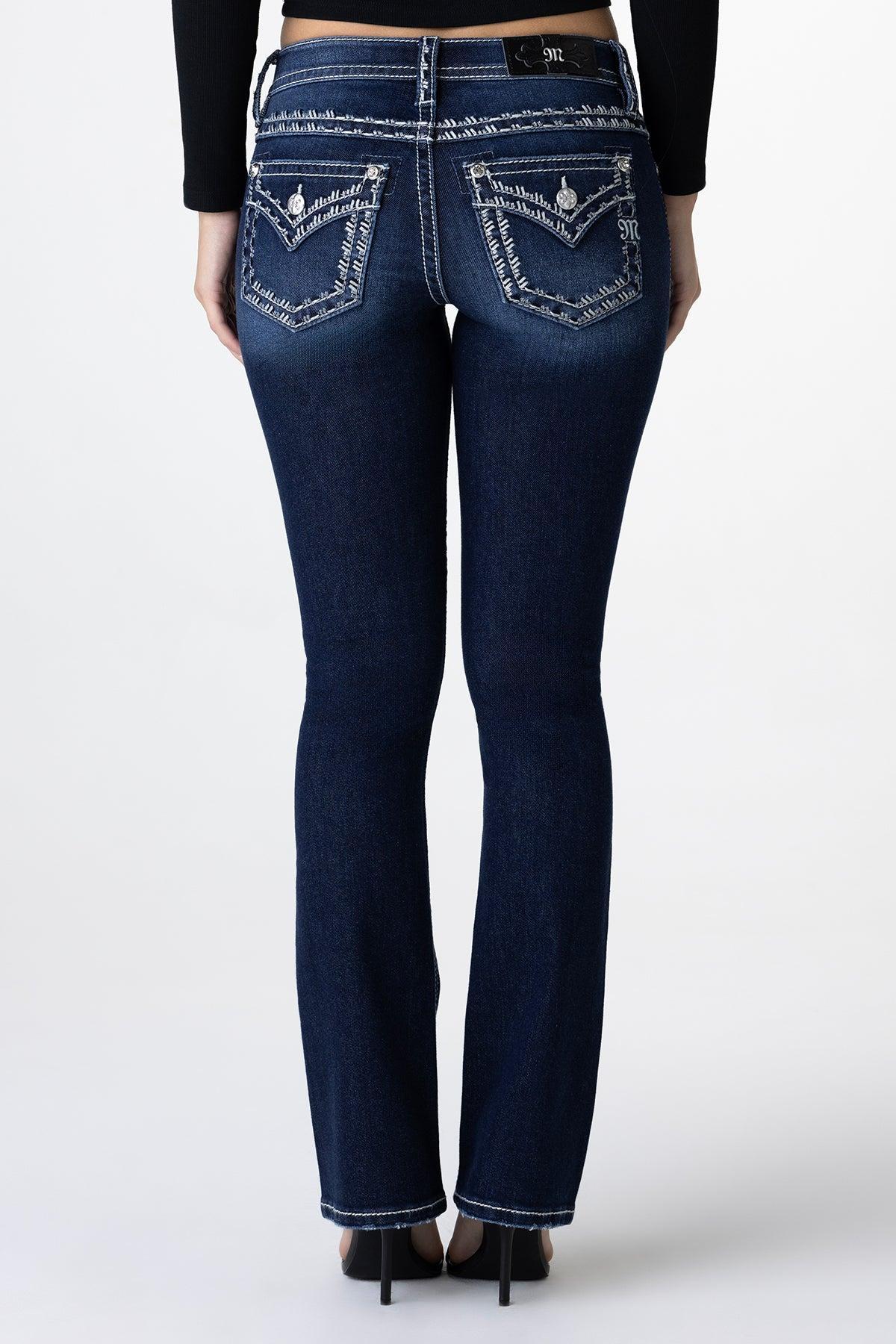 Metallic Border Stitch Bootcut Jeans Product Image