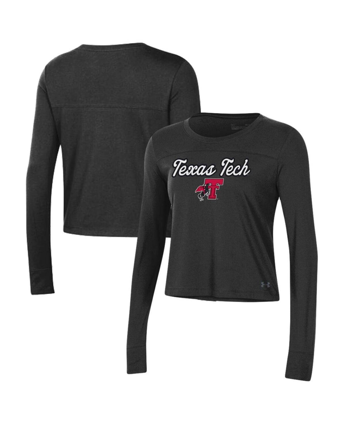 Womens Under Armour Black Texas Tech Red Raiders Vault Cropped Long Sleeve T-Shirt Product Image