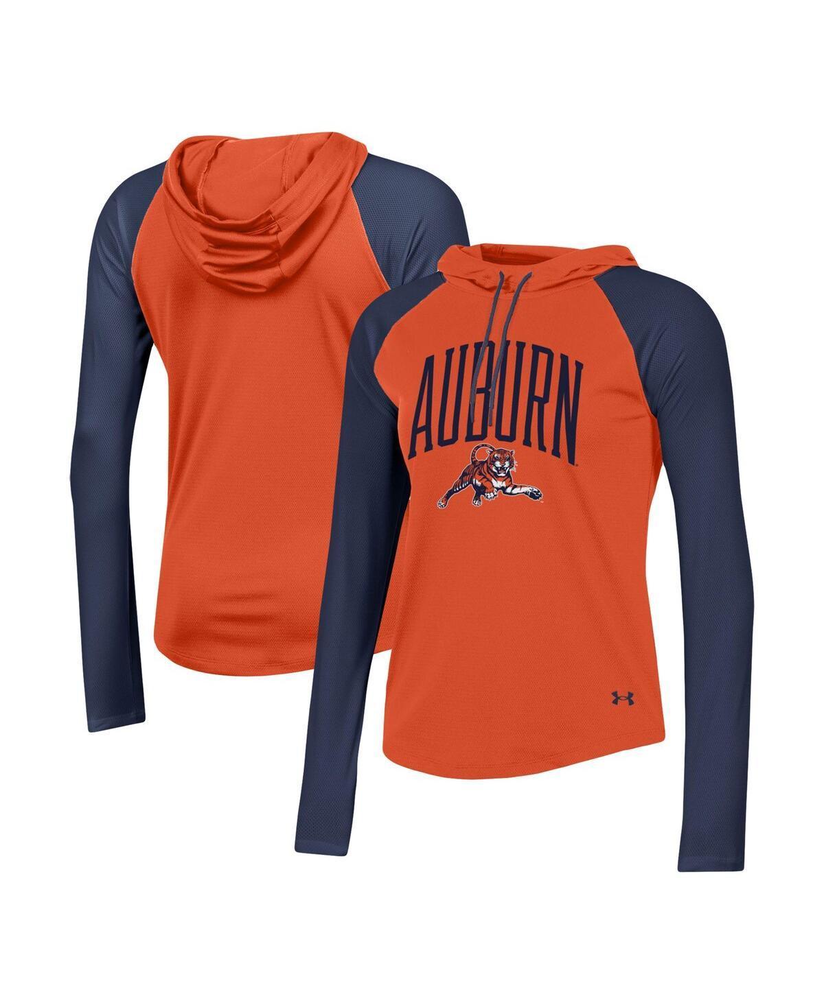 Womens Under Armour Orange Auburn Tigers Gameday Mesh Performance Raglan Hooded Long Sleeve T-Shirt Product Image