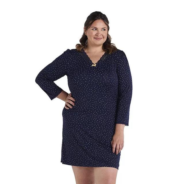 Plus Size Miss Elaine Essentials Micro Velvet Short Gown, Womens Product Image