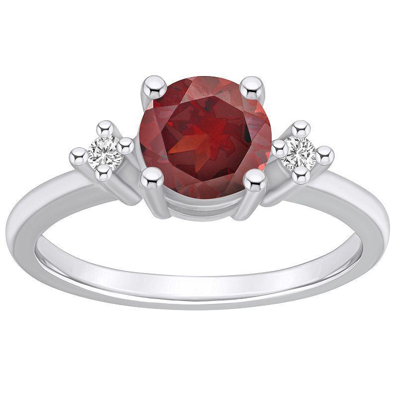 Alyson Layne 14k White Gold Round Garnet & Diamond Accent Ring, Womens Product Image