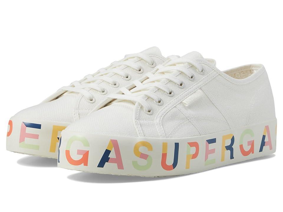 Superga 2740 Mutlicolor Lettering Sole Avorio/Multicolor Logo Tape) Women's Shoes Product Image