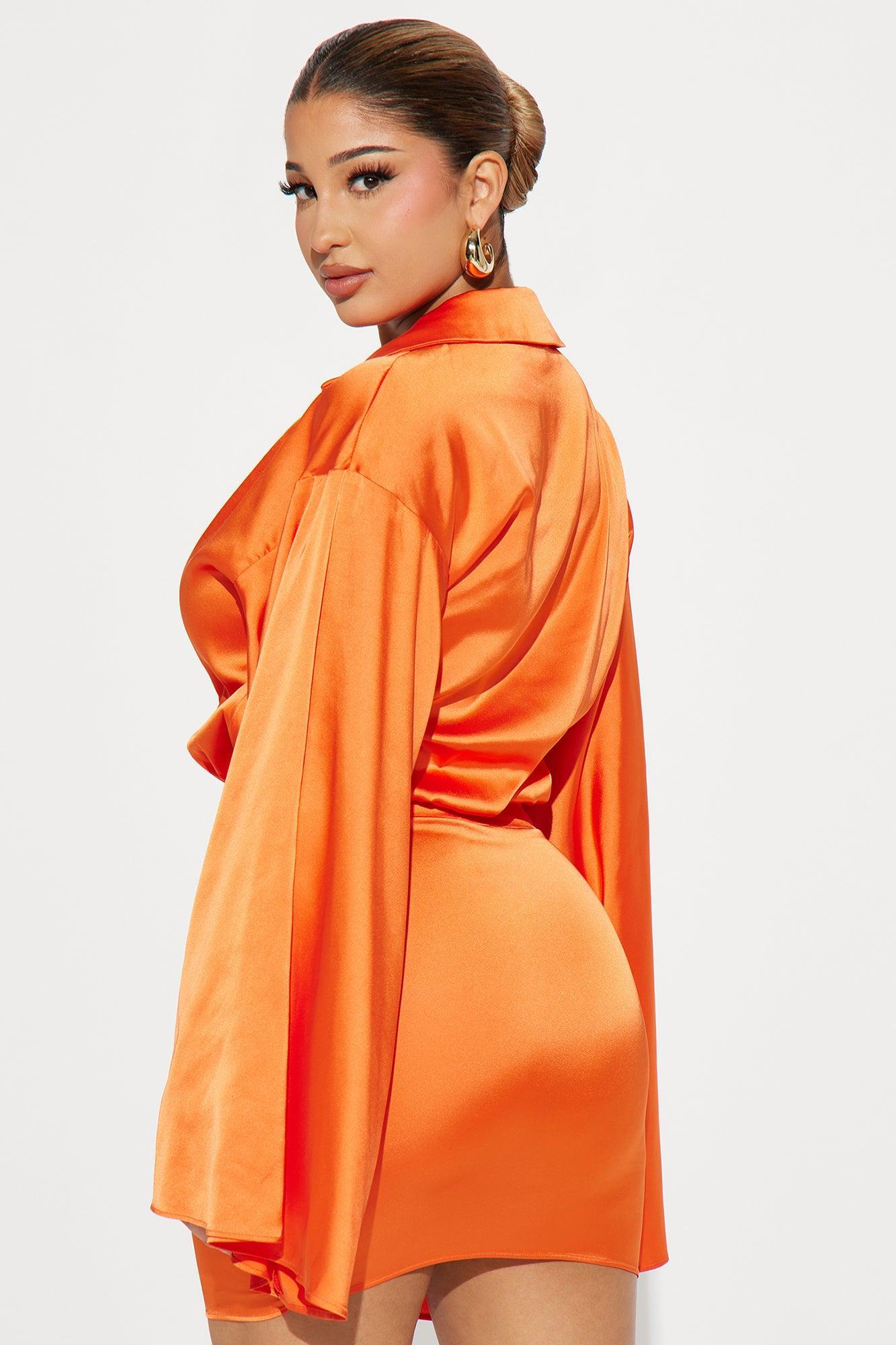 Bethany Satin Mini Dress - Orange Product Image