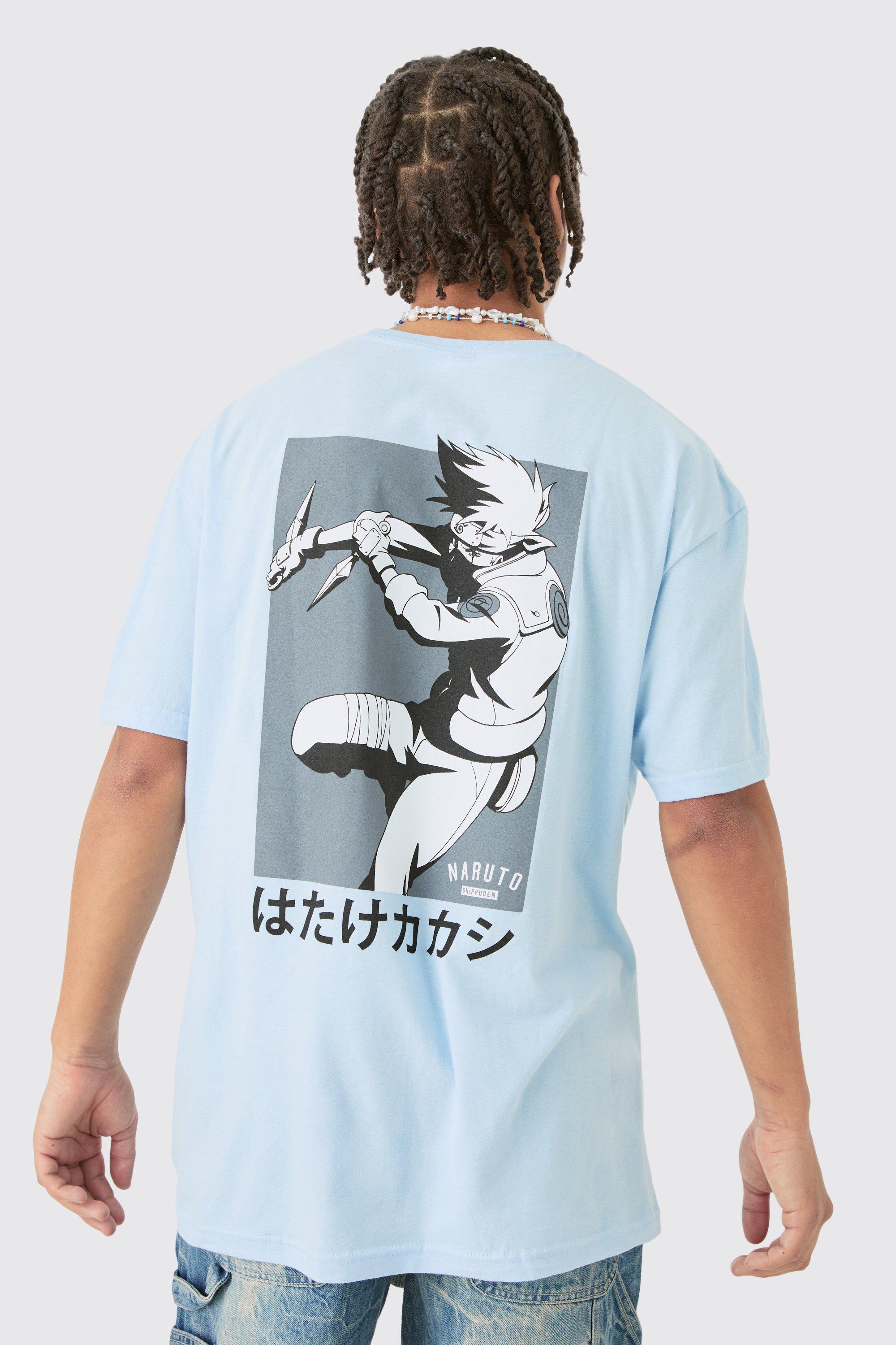 Oversized Naruto Anime Wash License T-shirt | boohooMAN USA Product Image