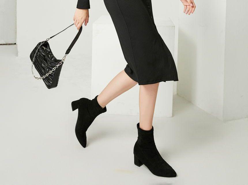 Long-Sleeve Cutout Ribbed Midi Dress Product Image