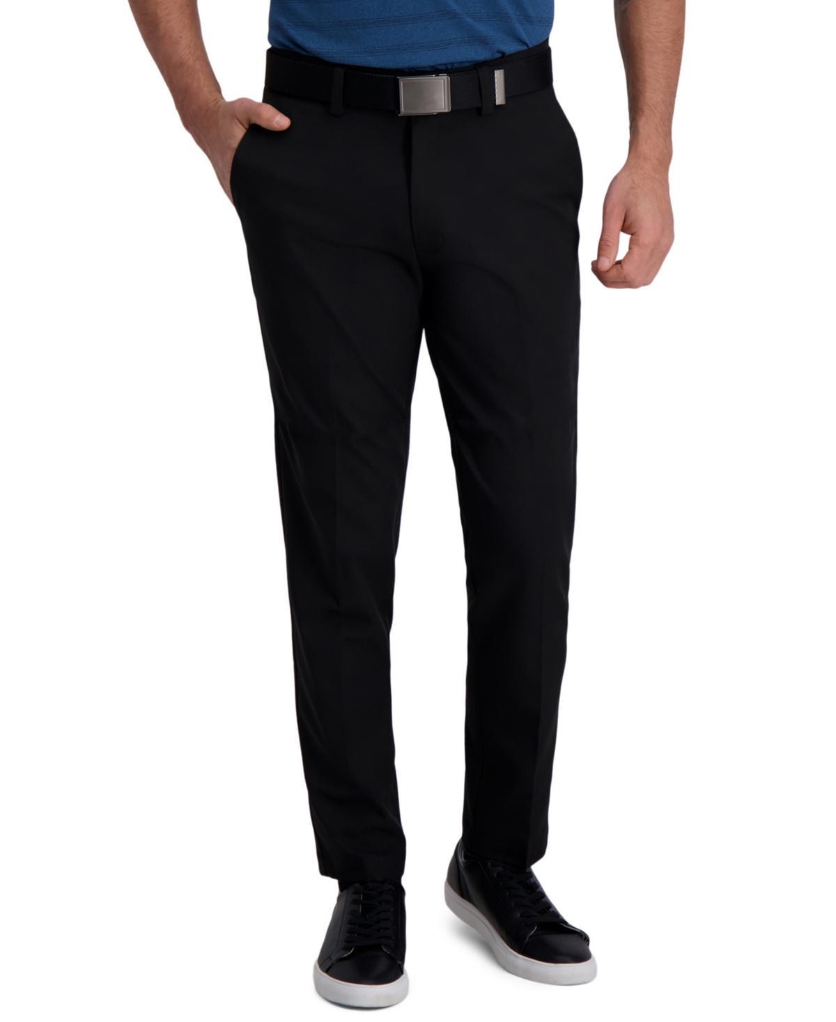 Mens Haggar Cool Right Performance Flex Slim-Fit Flat-Front Pants Dark Gray Grey Product Image