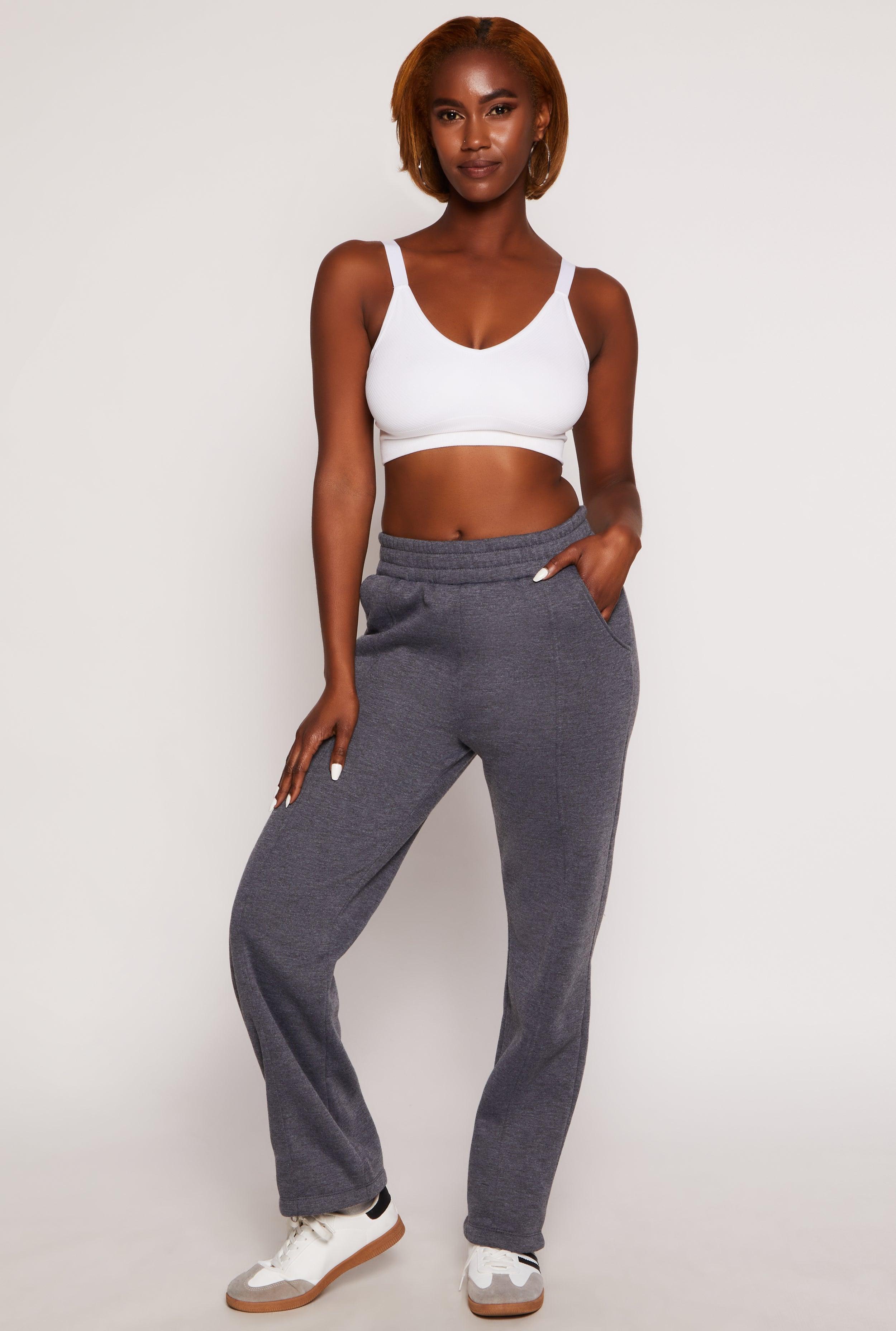 Womens Fleece Pintuck Wide Leg Sweatpants Product Image