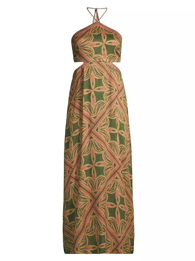 Hazel Print Halter Maxi Dress Product Image