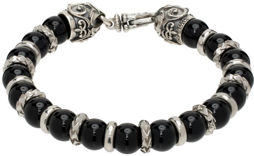 EMANUELE BICOCCHI Silver & Black Arabesque Beaded Bracelet Product Image