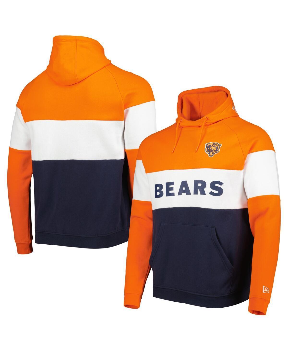 Mens New Era Navy and Orange Chicago Bears Colorblock Throwback Pullover Hoodie - Navy Product Image