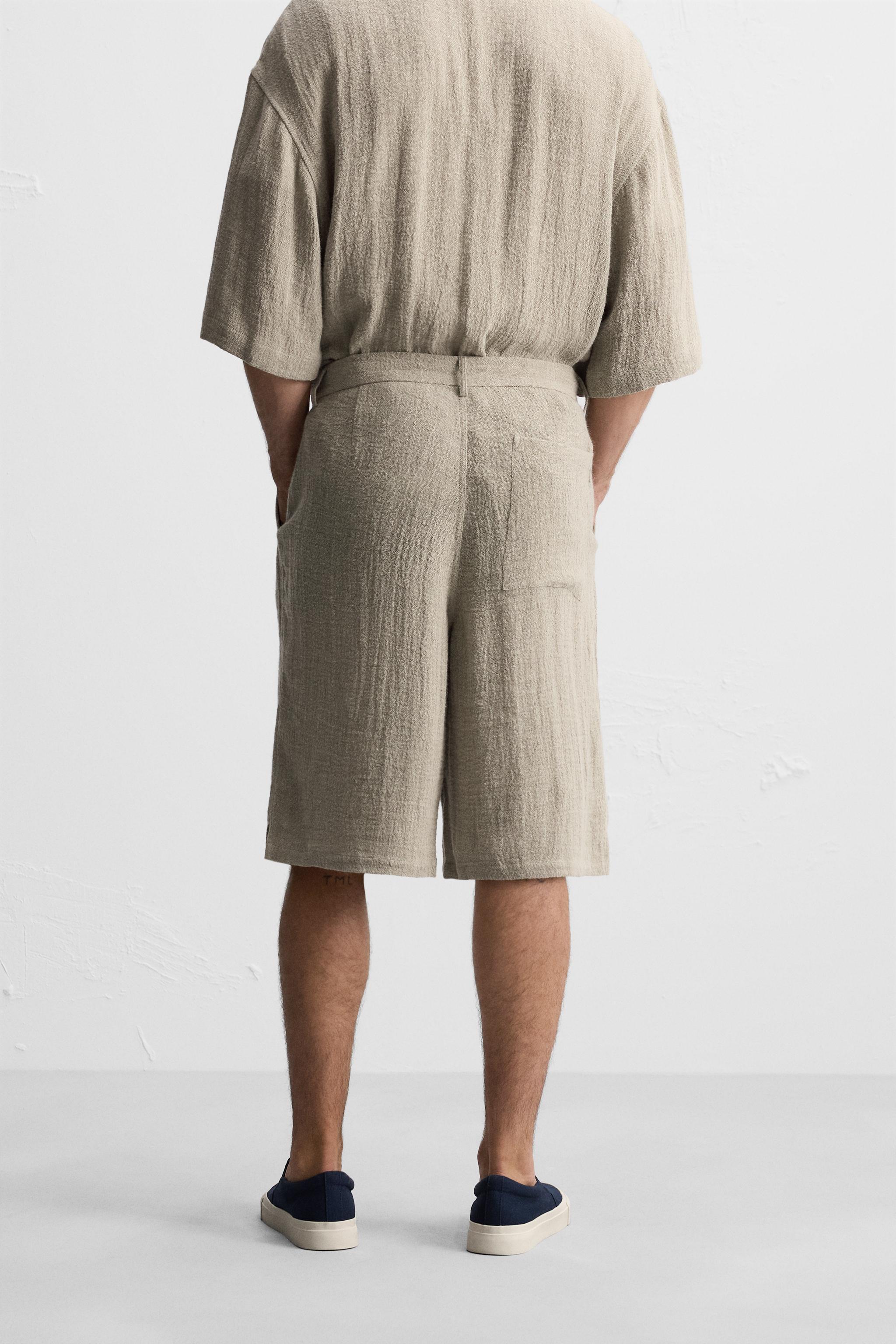 100% LINEN OVERSIZED FIT SHORTS Product Image