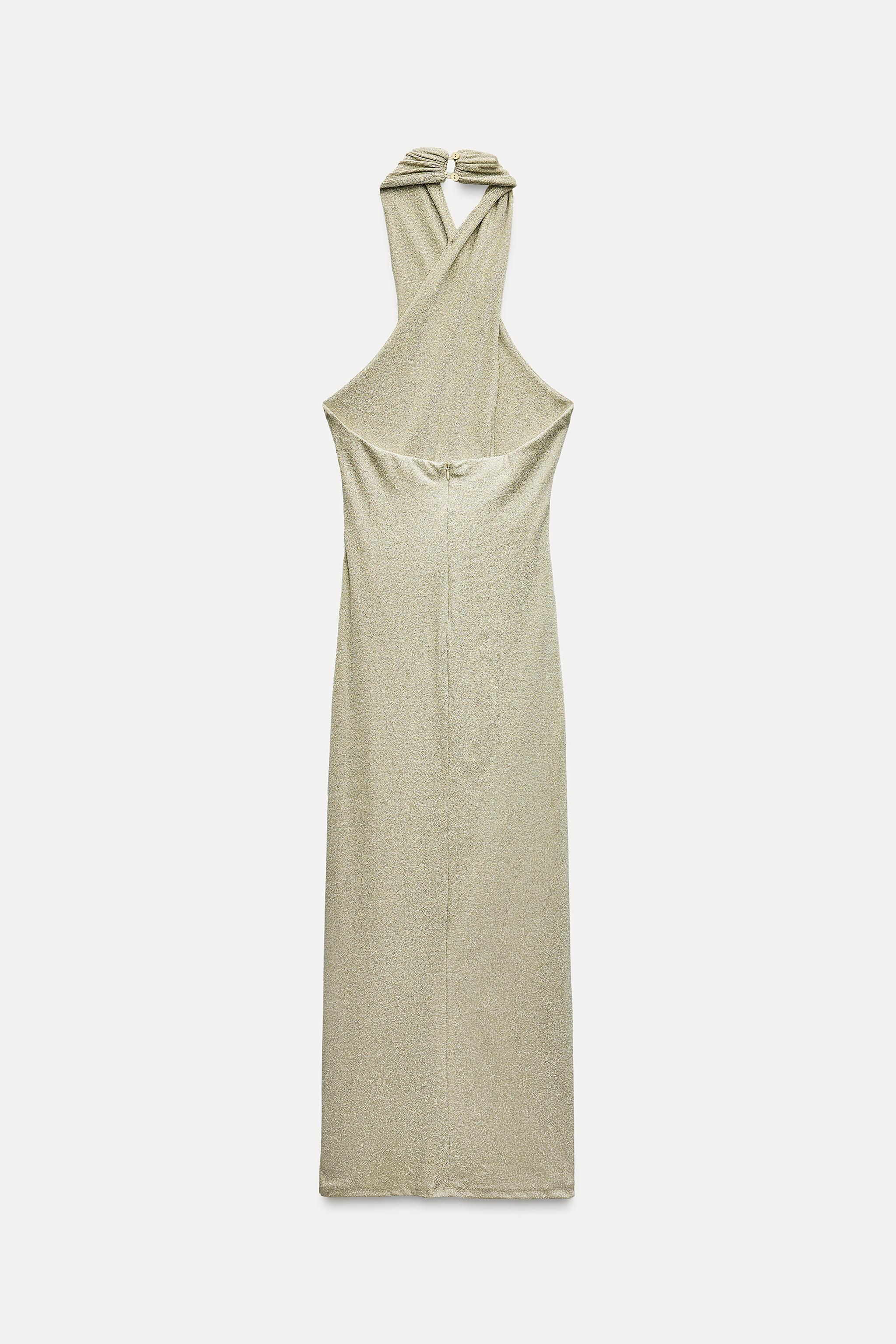 HALTER DRESS WITH METALLIC THREAD Product Image