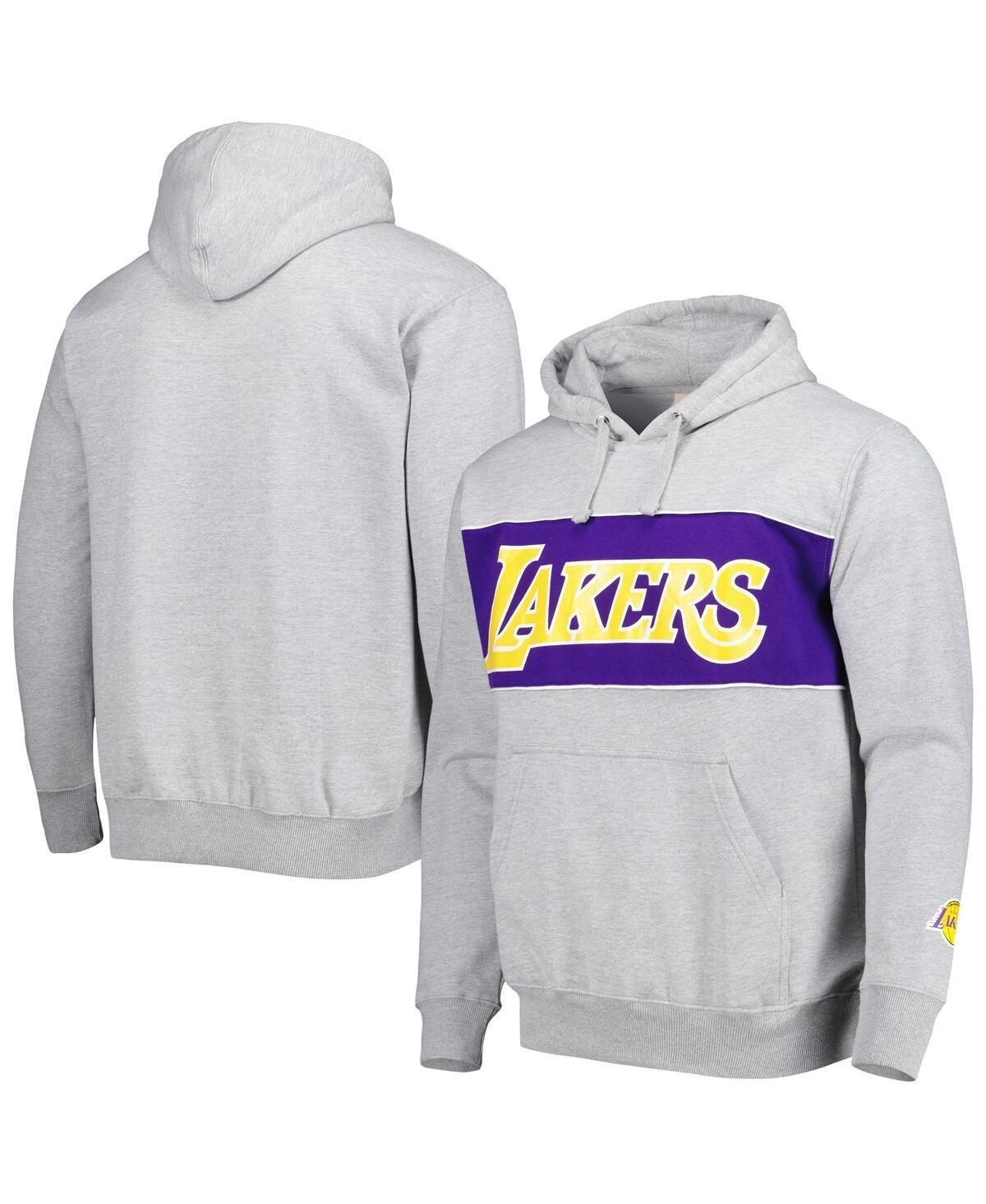 Mens Fanatics Branded Heather Gray Los Angeles Lakers Wordmark French Terry Pullover Hoodie Product Image