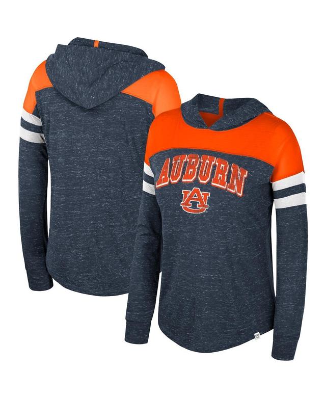 Womens Colosseum Auburn Tigers Speckled Color Block Long Sleeve Hooded T-Shirt Blue Product Image