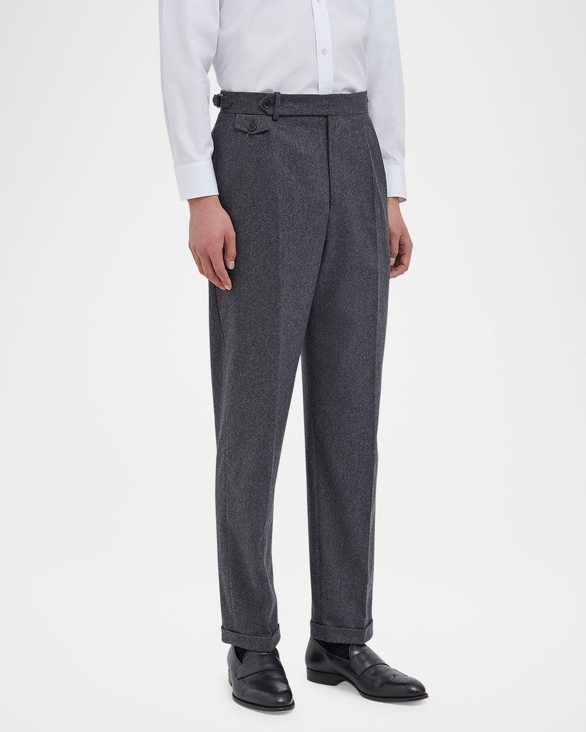 Men's Wool and Cashmere Flannel Flat-Front Trousers Product Image