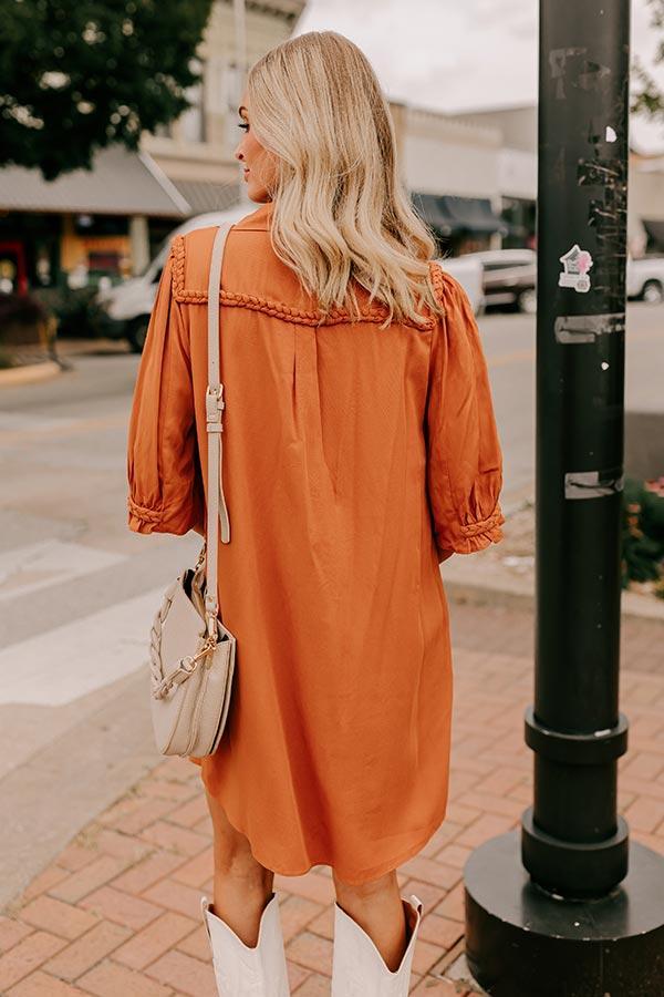 Falling Leaves Button Down Mini Dress in Pumpkin Product Image