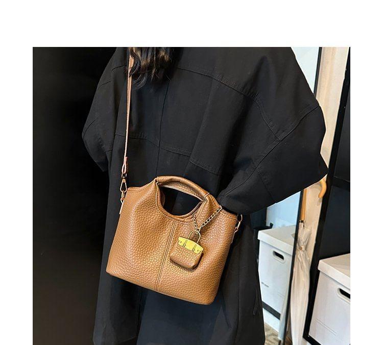 Set: Faux Leather Tote Bag + Pouch Product Image