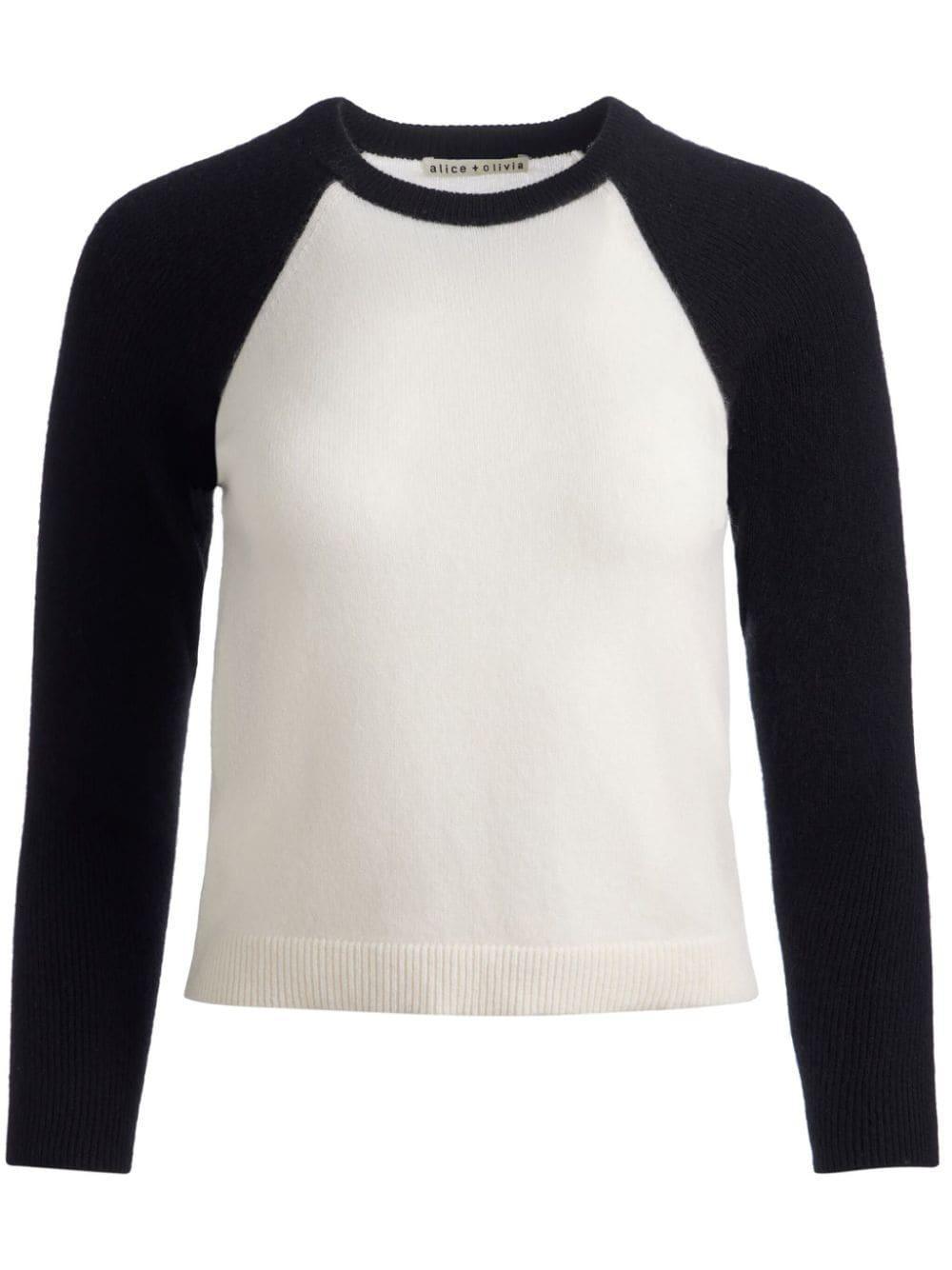 ALICE AND OLIVIA Amari Shrunken Raglan In White Product Image