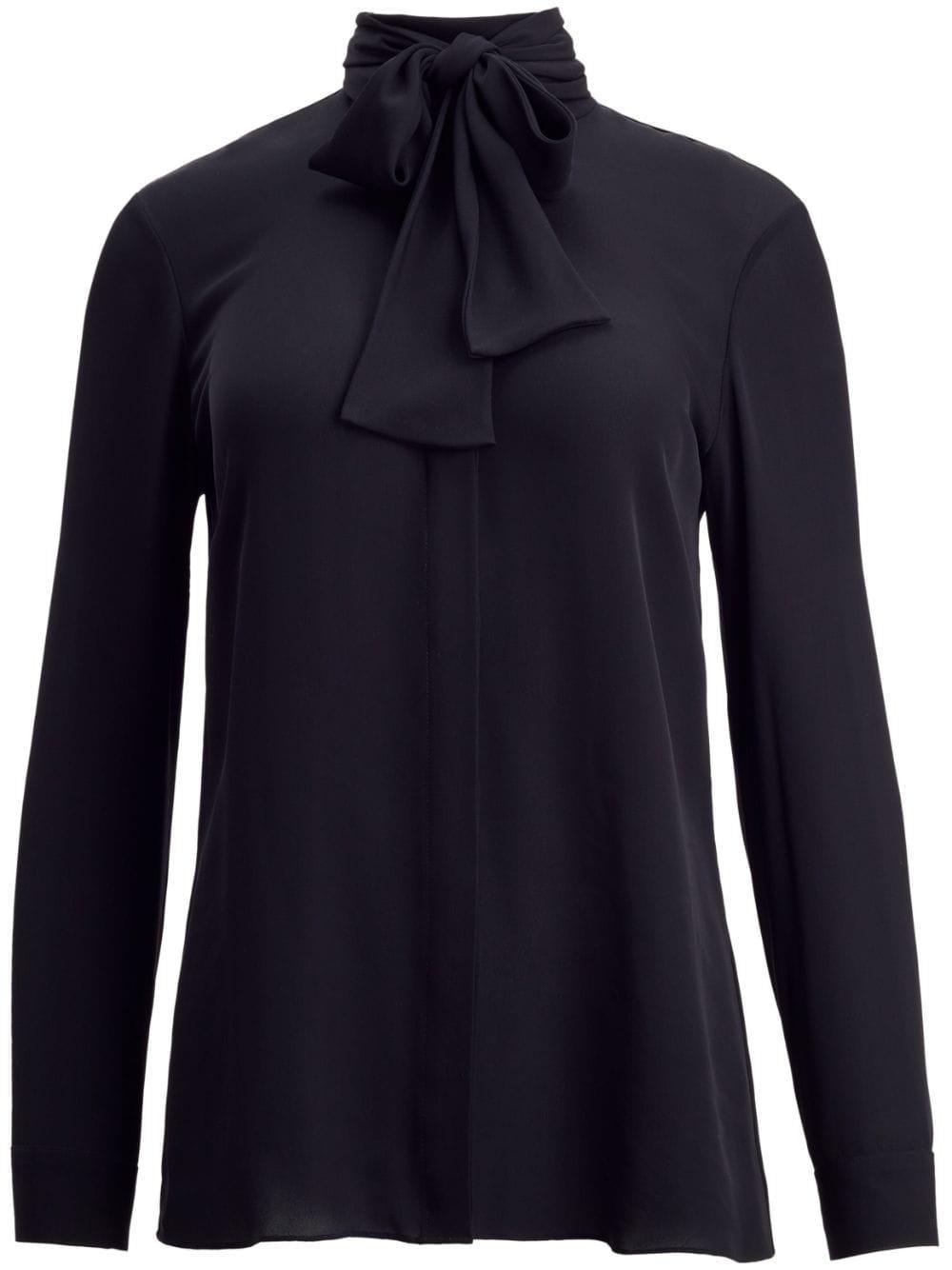 KHAITE Tash Pussy-bow Silk-chiffon Blouse In Black Product Image