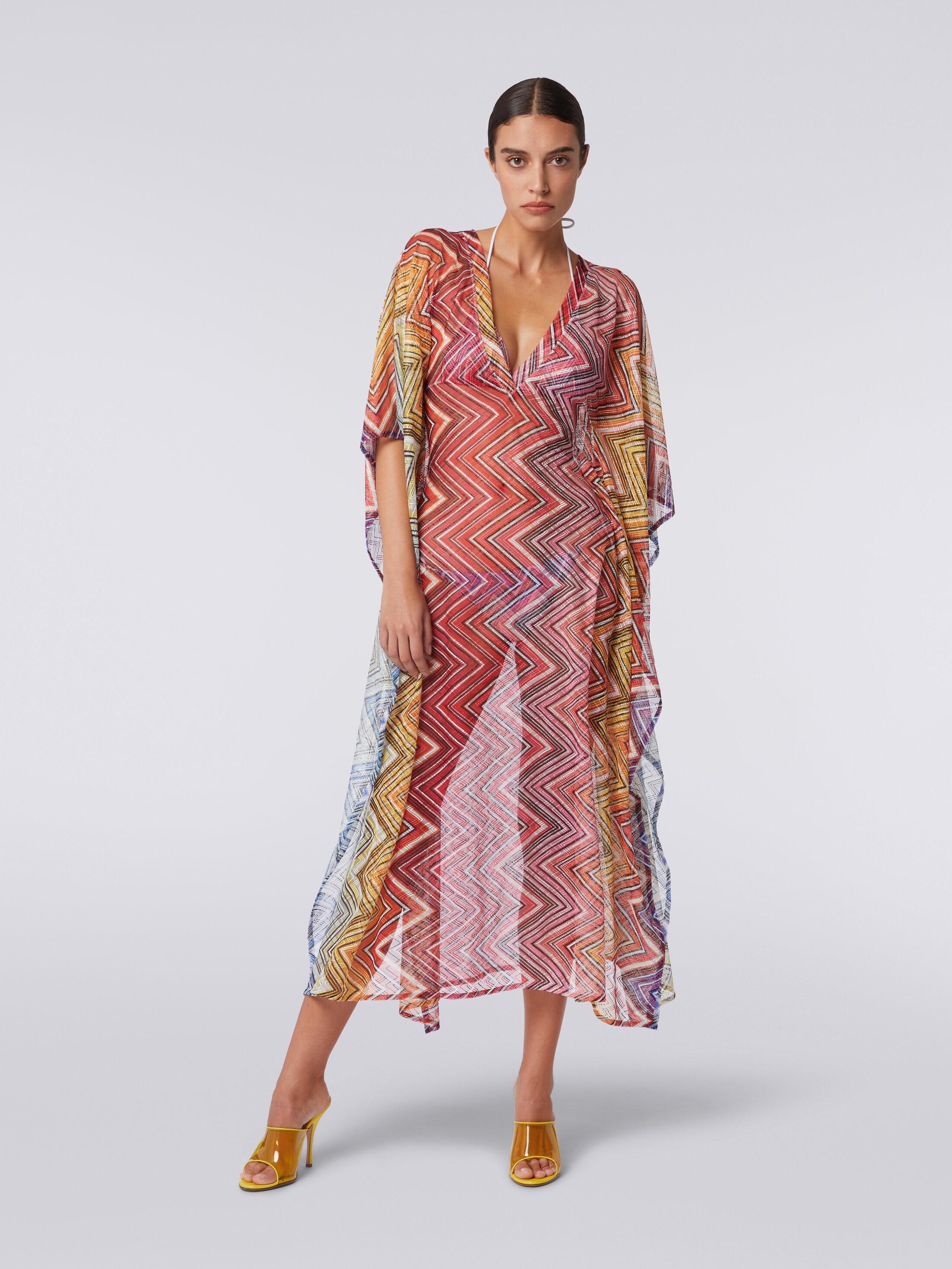 Long cover up kaftan in zigzag print fabric Product Image