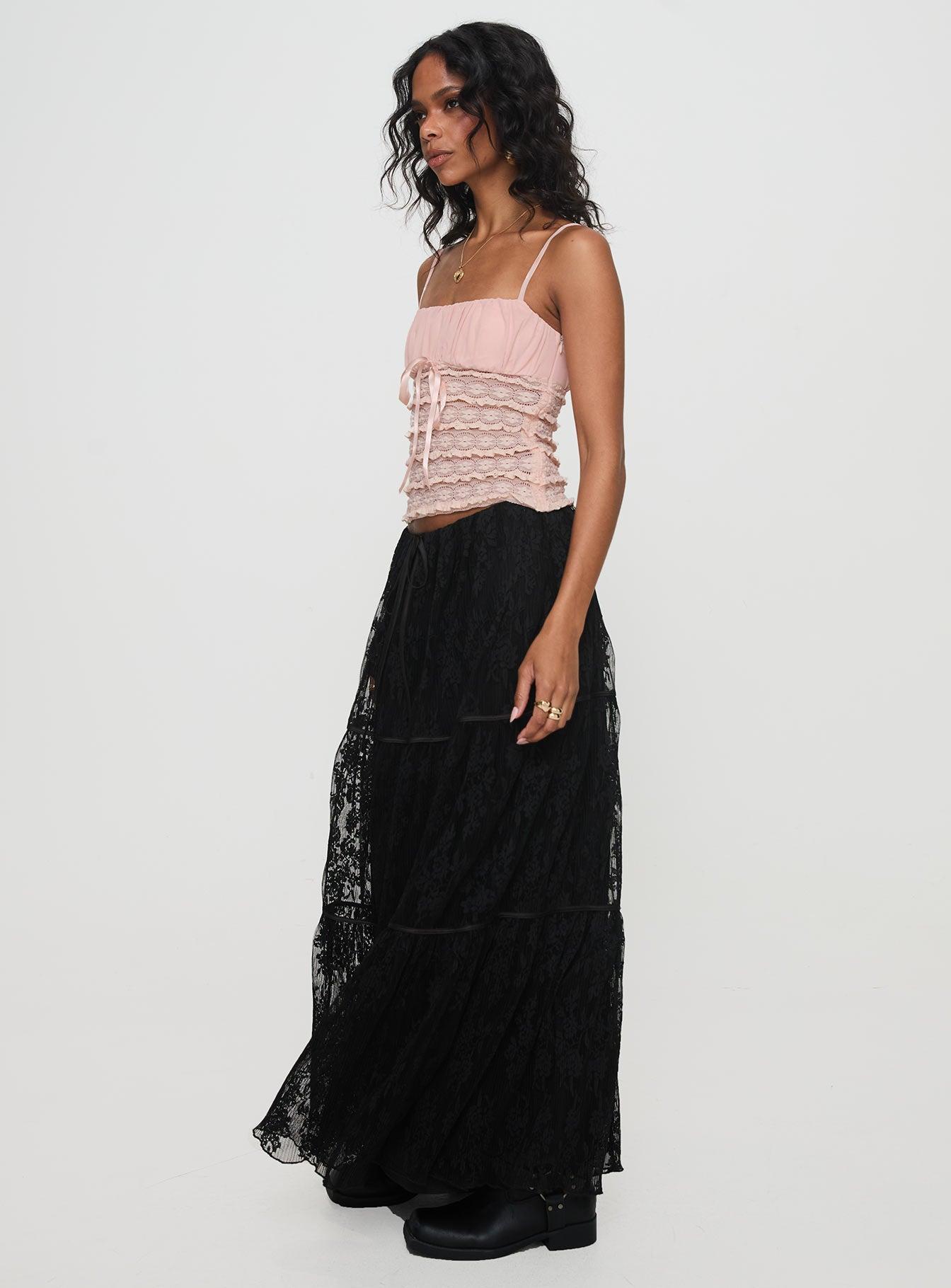 Oh Plisse Maxi Skirt Black Product Image