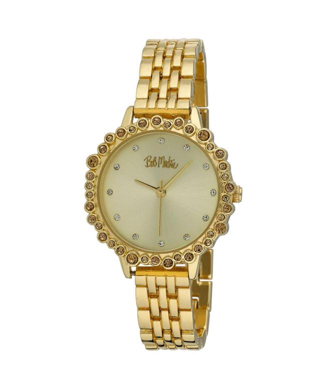 Bob Mackie Womens Gold-Tone Alloy Bracelet Crystal Bezel Watch Product Image