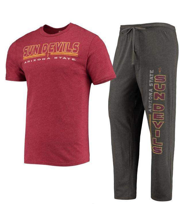 Mens Concepts Sport Heathered Charcoal/Maroon Arizona State Sun Devils Meter T-Shirt & Pants Sleep Set Product Image