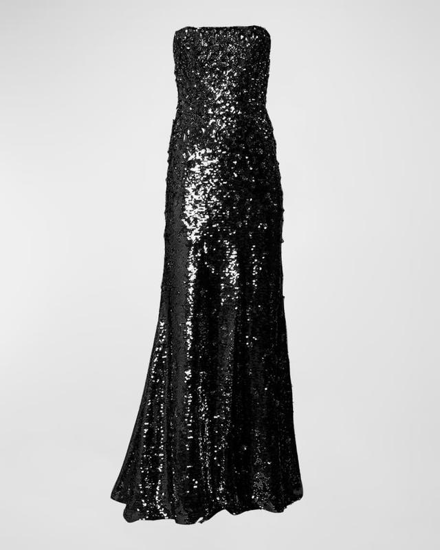 Embellished Sequin Strapless Column Gown Product Image