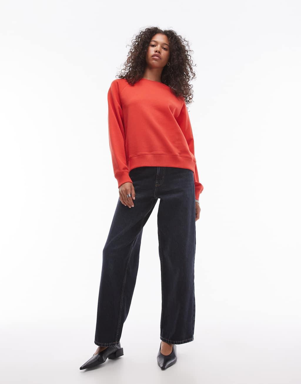 ARKET soft terry sweatshirt in red Product Image