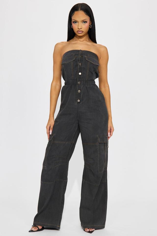 Just A Crush Jumpsuit - Charcoal Product Image