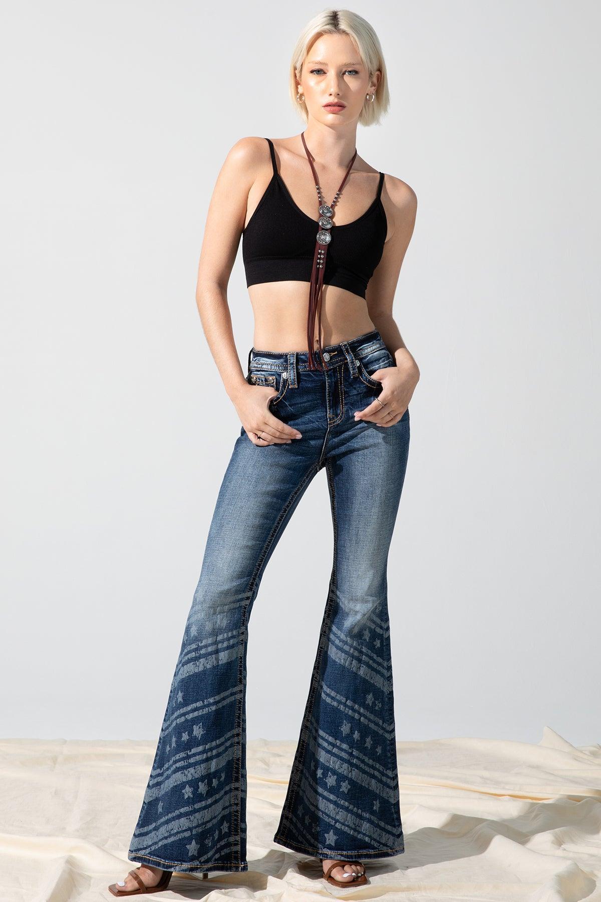 Stars n Stripes High Rise Flare Jeans Product Image