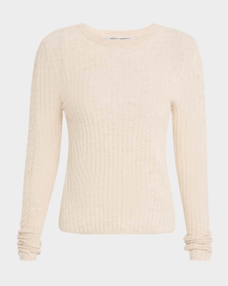 Crewneck Crochet-Insert Cashmere Sweater product image