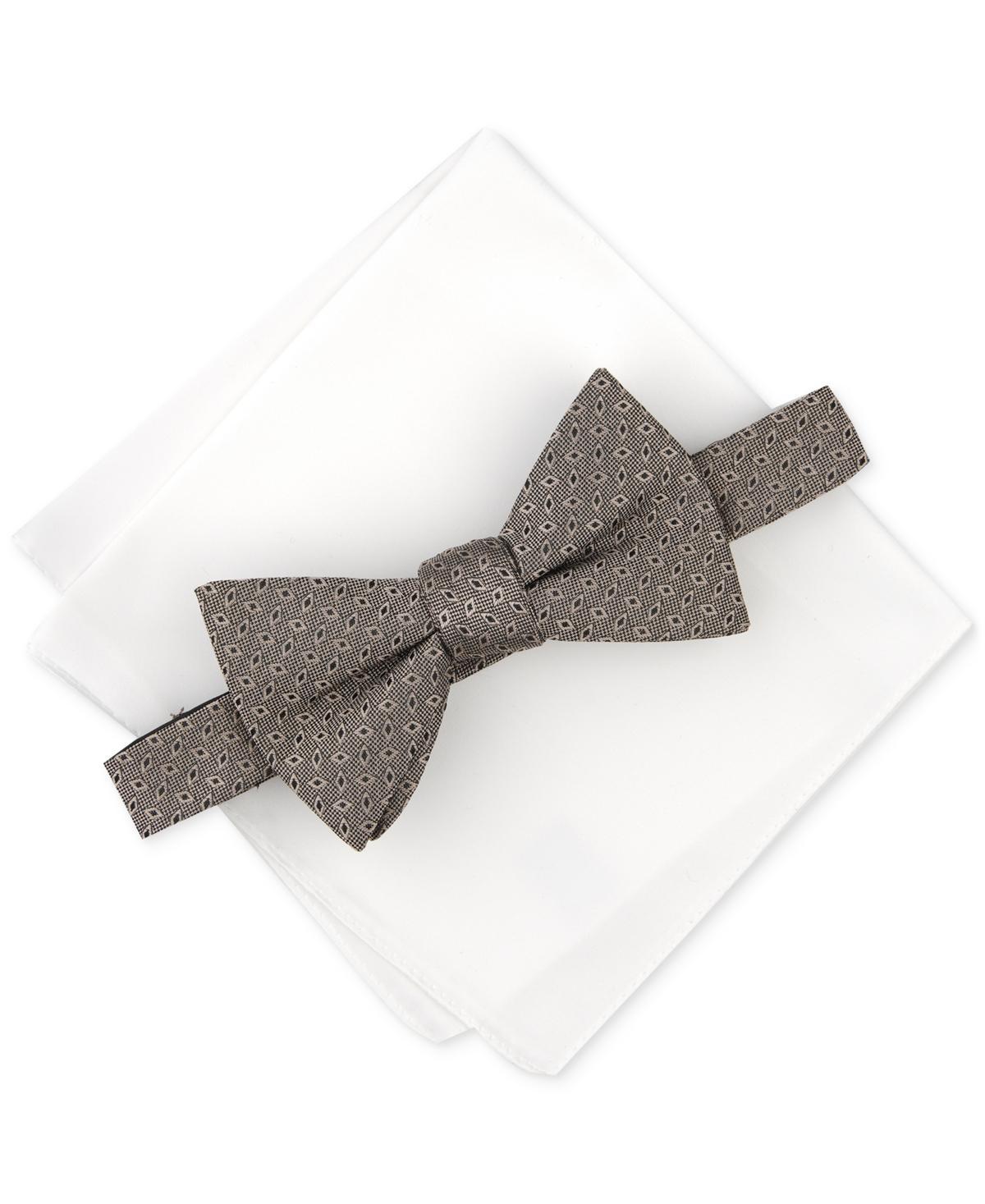 Alfani Mens Lunar Geo-Print Bow Tie & Solid Pocket Square Set, Created for Macys Product Image