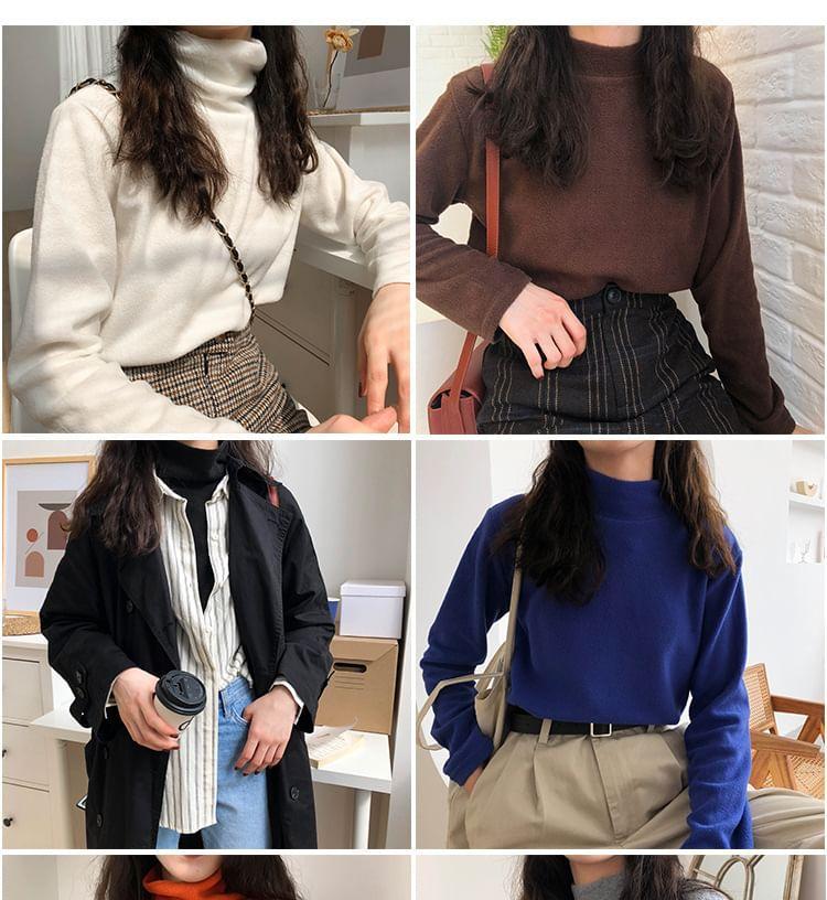 Long-Sleeve Mock Neck Plain Top Product Image