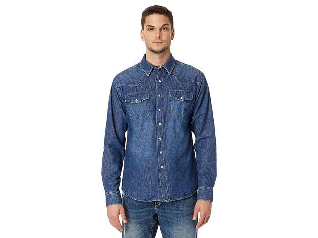 Ariat Denim Retro Fit Shirt (Stone) Men's Clothing Product Image