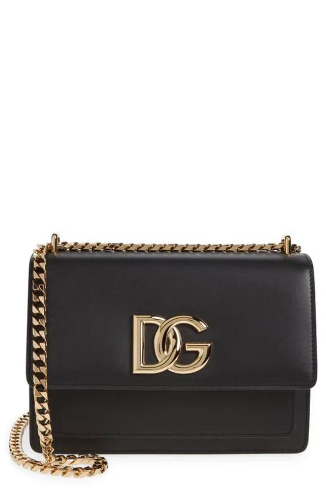 Dolce&gabbana 3.5 Flap Leather Shoulder Bag In Black Product Image