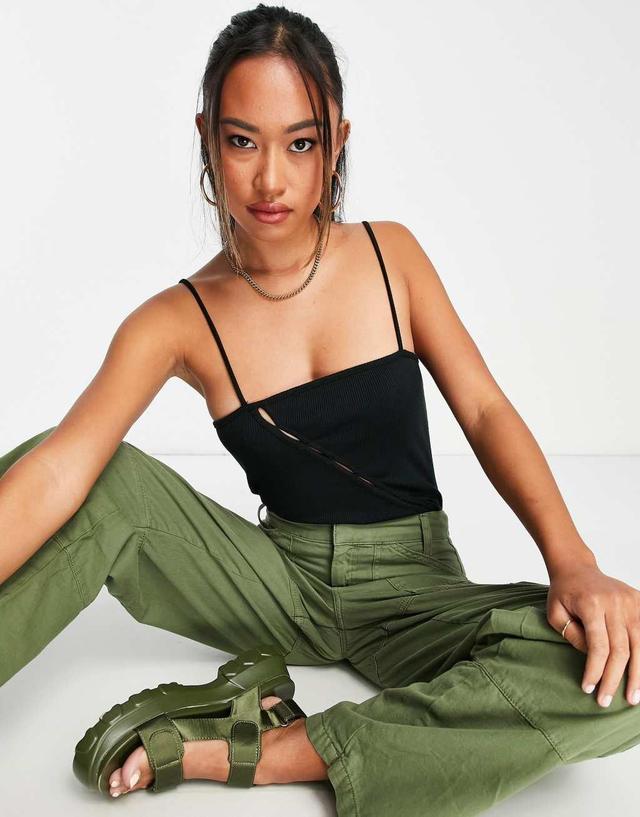 Topshop premium basic skinny strap cami top in black Product Image