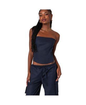 Edikted Womens Bristol Linen Look Coreset Top Product Image