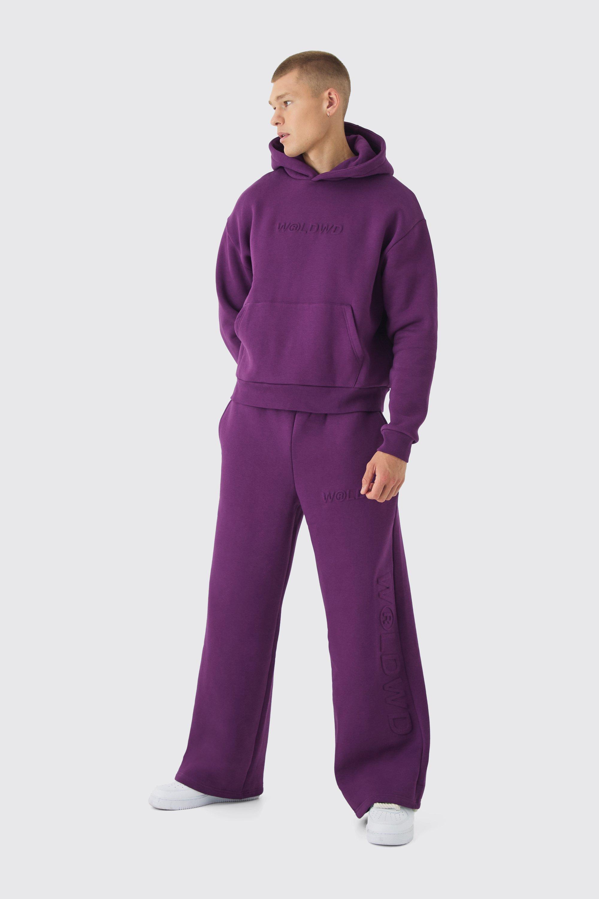 Oversized Boxy Worldwide Emboss Wide Leg Tracksuit | boohooMAN USA Product Image