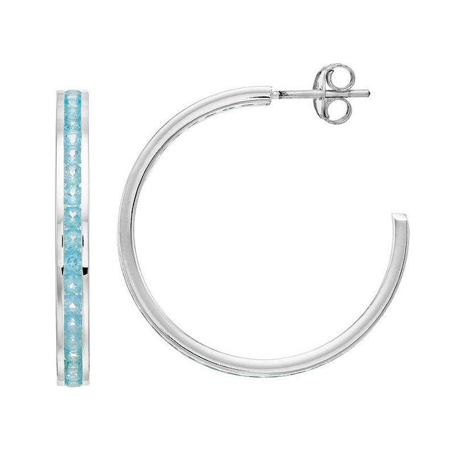 Traditions Jewelry Company Sterling Silver Channel-Set Apatite Birthstone Hoop Earrings, Womens, Blue Product Image